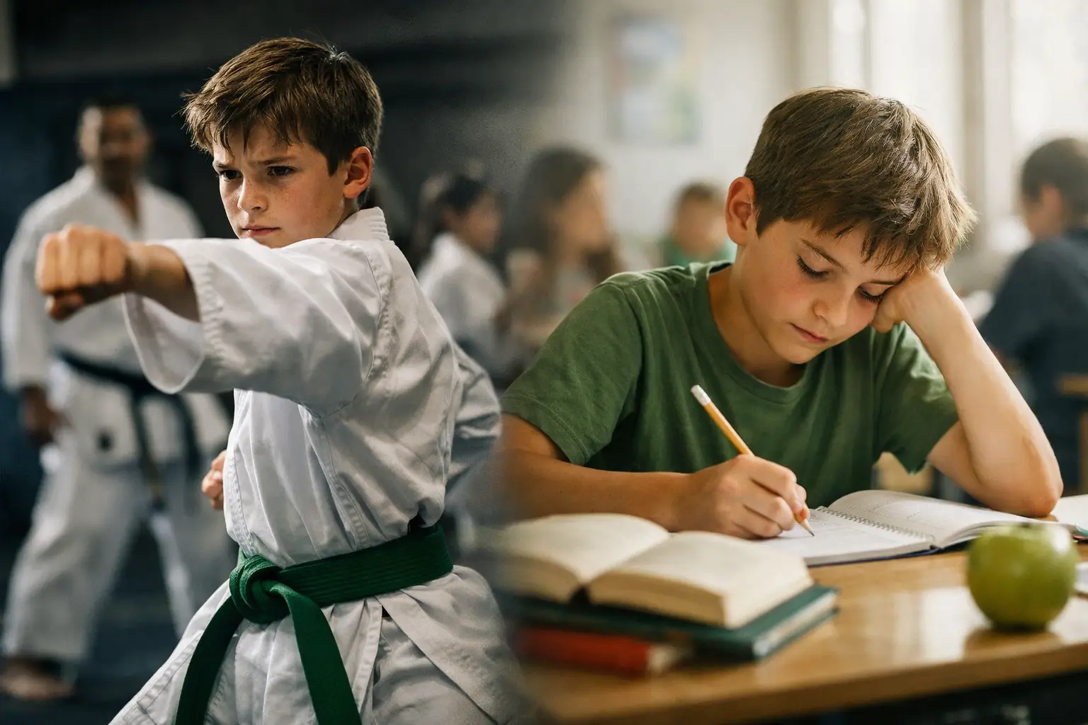 Karate-Training, Konzentration und Schule